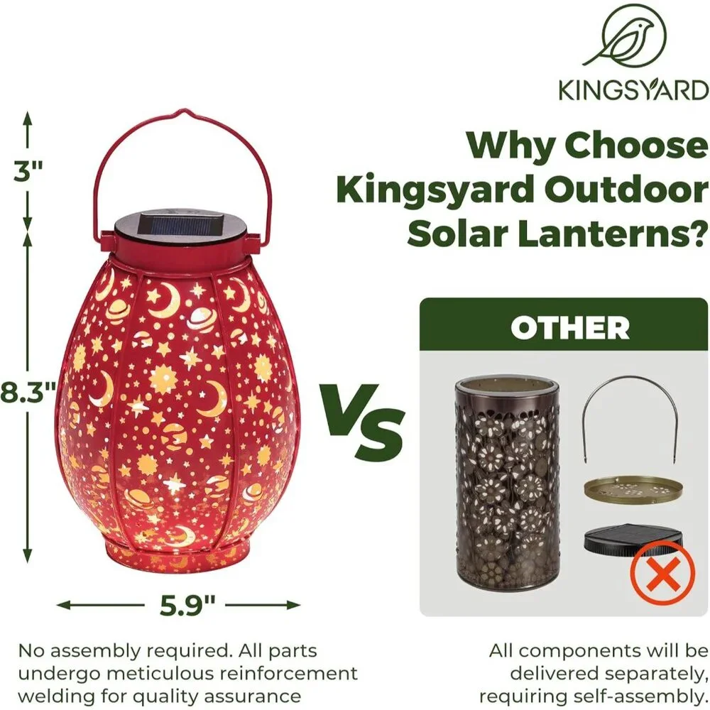 Solar LED Lantern Starry Outdoor Light Waterproof Hanging Metal Garden Decor